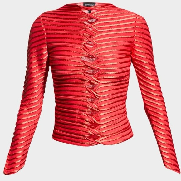 Giorgio Armani women's striped Twisted -Cutout Top - Picture 2 of 6